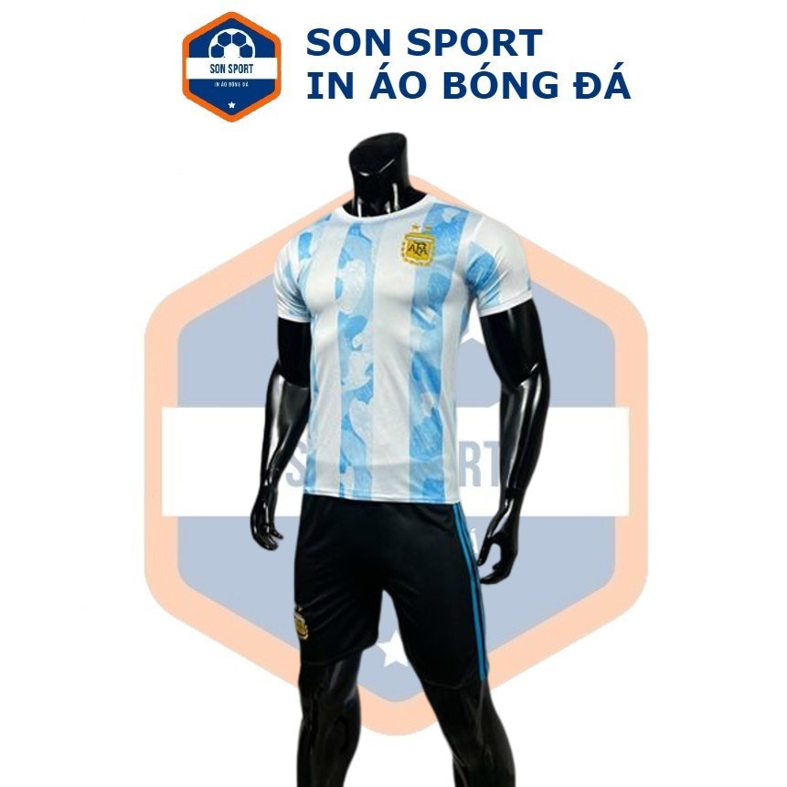 Bộ Quần Áo Thể Thao Bóng Đá CLB Argentina Trắng Xanh