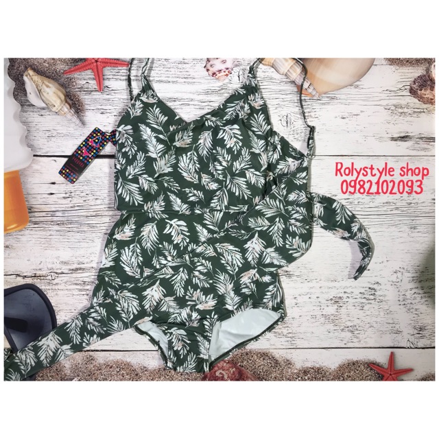Bikini liền màu xanh lá dứa, bikini buộc eo loại 1 có ảnh thật