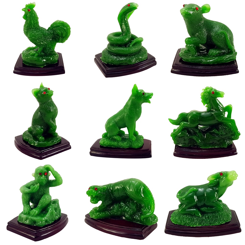 Tượng 12 con giáp trang trí: ảnh nhủ, cẩm thạch, màu đồng, dạ quang - Tượng trang trí nhỏ - Mô hình thú -Mô hình con vật