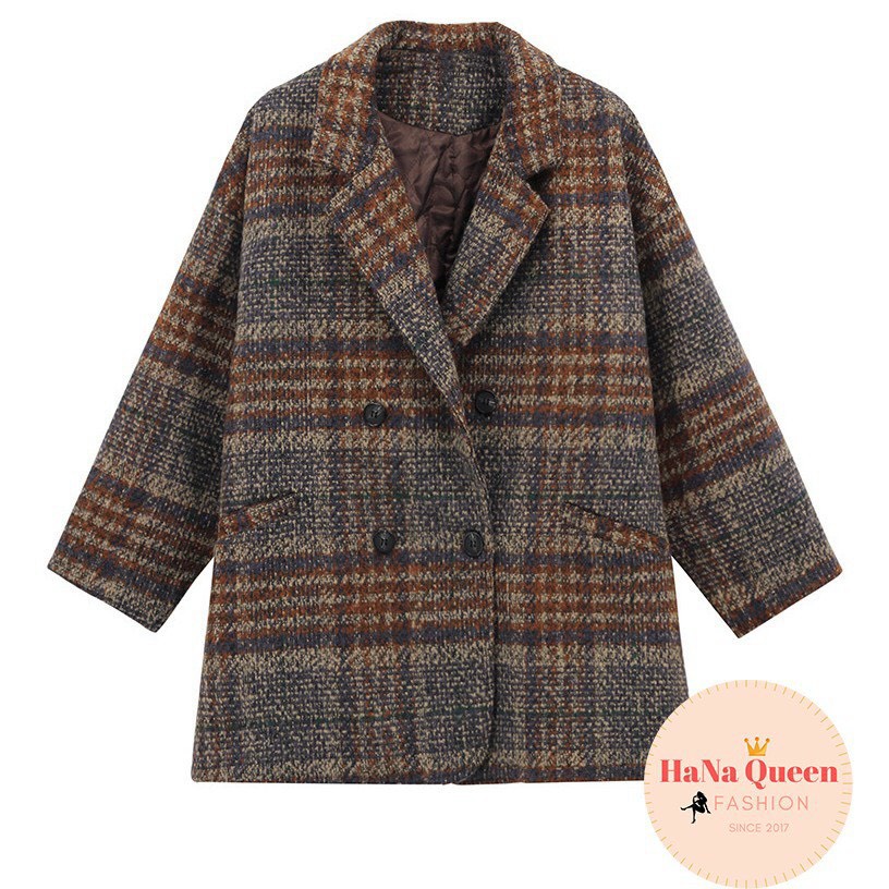 Áo khoác vest dạ kẻ 2 lớp