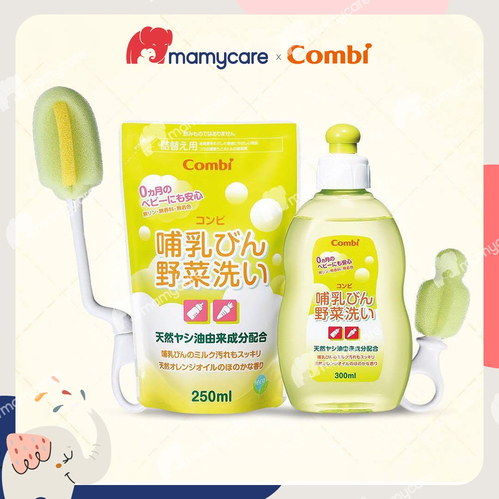 Nước rửa bình sữa và rau củ quả Combi chiết xuất dầu cọ 300ml - MAMYCARE