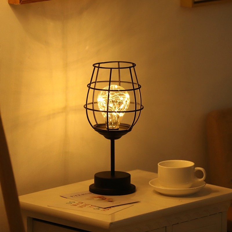 Table lamp / night light led wrought iron light red wine glass wine bottle fitting gift decoration lantern lamp