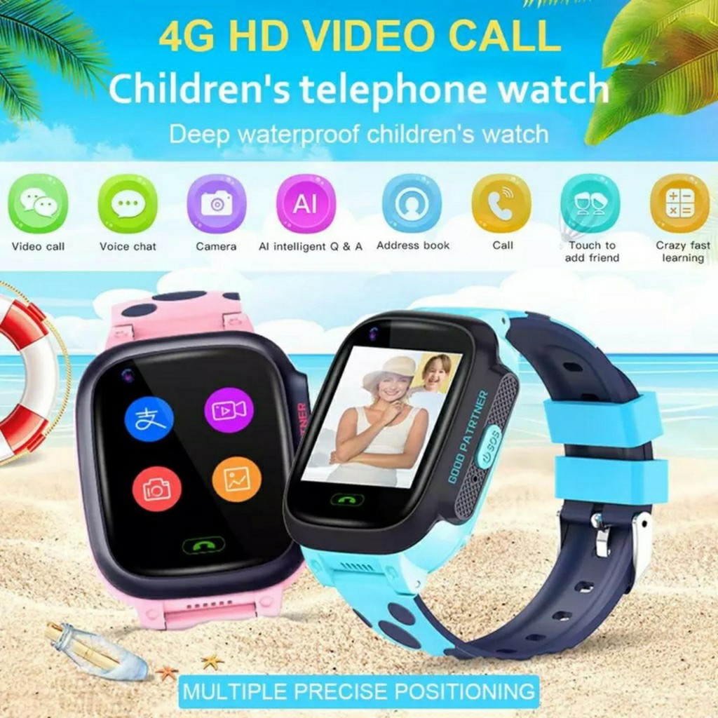 Đồng hồ định vị trẻ em GPS Wifi chống nước cao cấp pin lâu Mầu Hồng