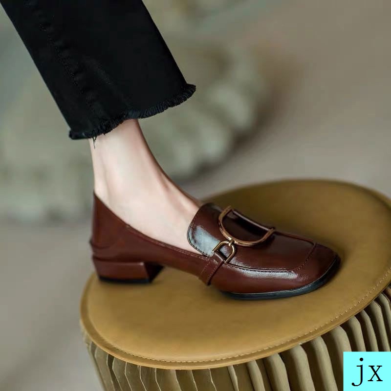 Giày da đế bằng phong cách anh quốc thời trang xuân thu 2021 cho nữ