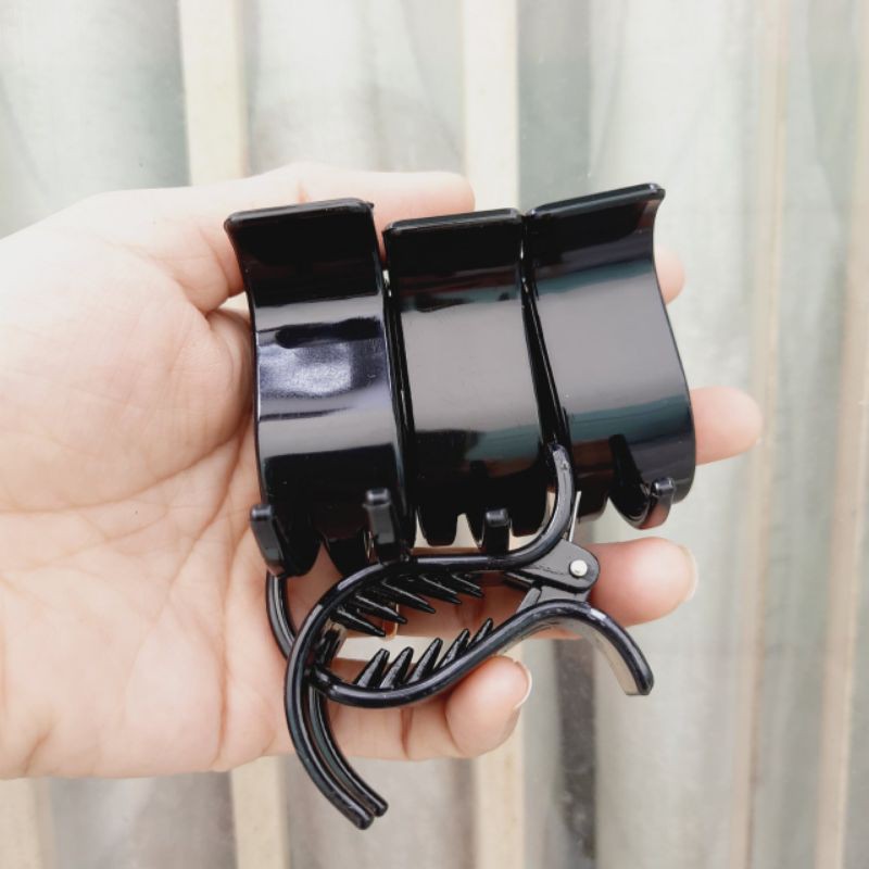 Lố 12 kẹp tóc 3 răng loại bóng màu đen