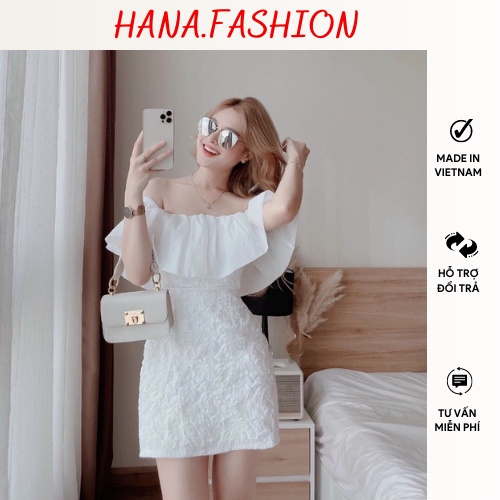 Váy trắng đi dự tiệc đầm ôm body cúp ngực cổ bèo phong cách thời trang trẻ trung tôn dáng