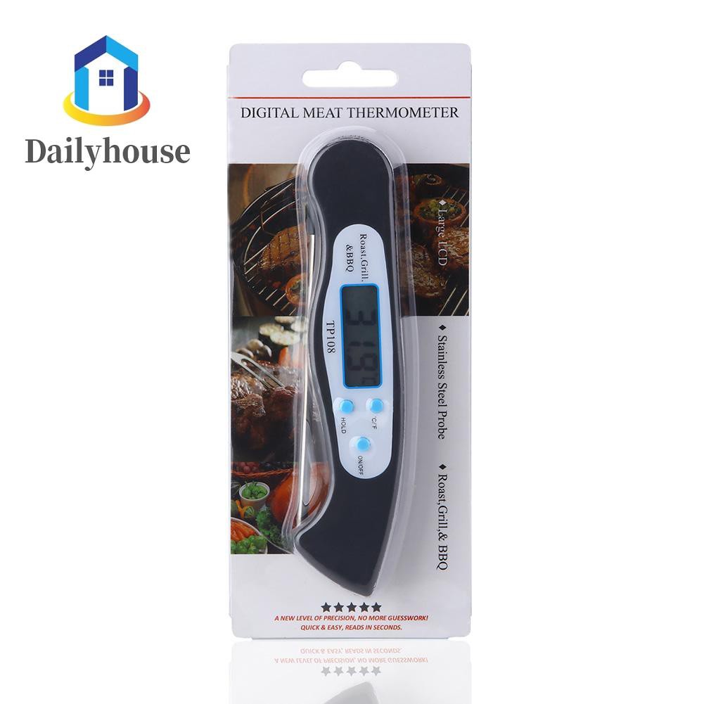 1pc Folding Digital Oven Lab Thermometer BBQ Meat Food Liquid Water Oil Probe