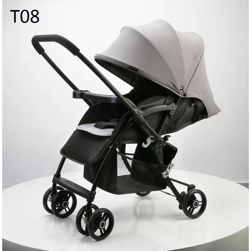 Xe đẩy 2 chiều Seebaby T08 mẫu mới 2020 có lò xo chống xóc kèm đệm, màn che