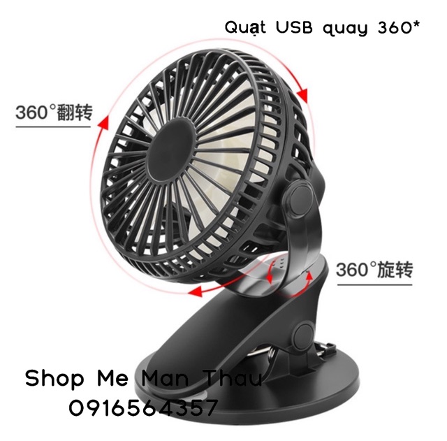 Quạt usb mini kẹp xe đẩy cho bé nội địa Trung chính hãng công ty hàng loại 1