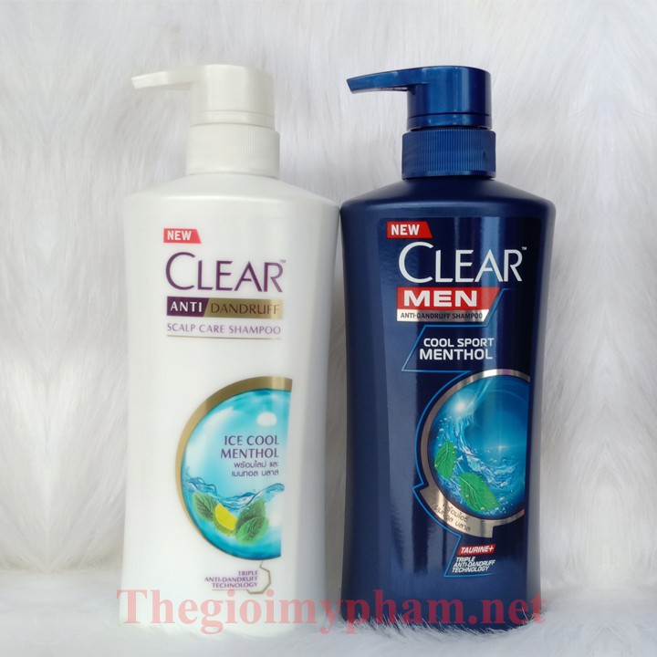 Combo 2 Chai Dầu Gội Clear Bạc Hà 480ml &amp; Clear Men 450ml Thái Lan Mẫu Mới