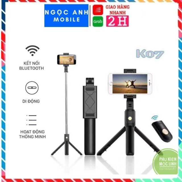Gậy Chụp ảnh,Gậy chụp hình, kiêm Tripod 3 chân + Nút bluetooth K07 chính hãng NGỌC ANH MOBILE