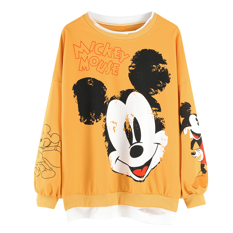 Áo Hoodie Nữ Dáng Rộng Thời Trang 2021 In Chuột Mickey