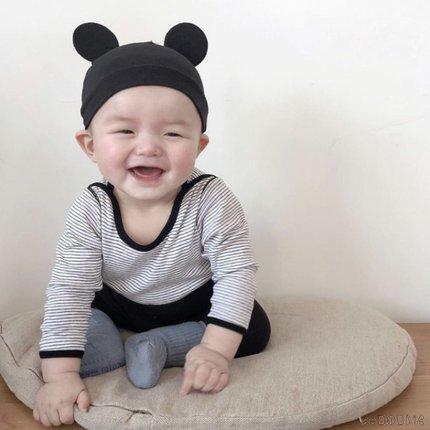Mũ phối phụ kiện tai bằng chất liệu cotton cho bé từ 0-12 tháng tuổi
