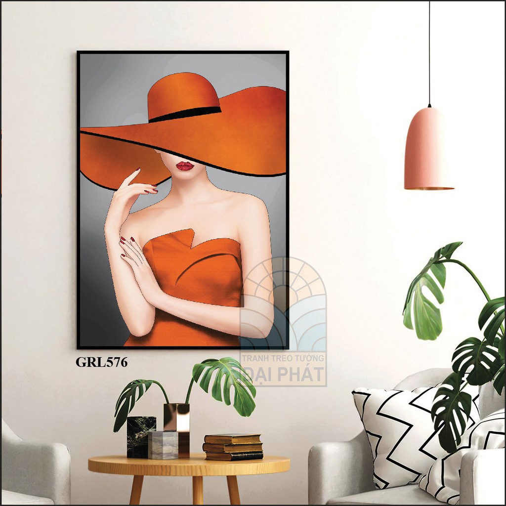 Tranh tráng gương cô gái phù hợp treo spa thẩm mỹ viện