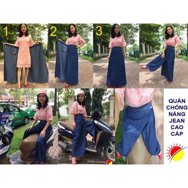 Váy quần chống nắng jean mặc được 2 dạng váy và quần | BigBuy360 - bigbuy360.vn