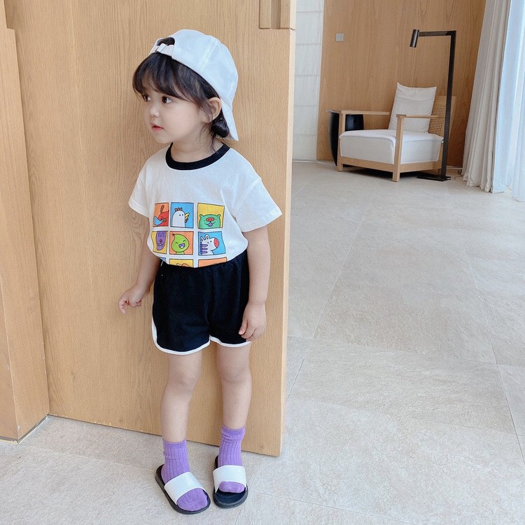 S013 - Bộ quần áo mùa hè cho bé gái bé trai chất cotton in hình size 90-130