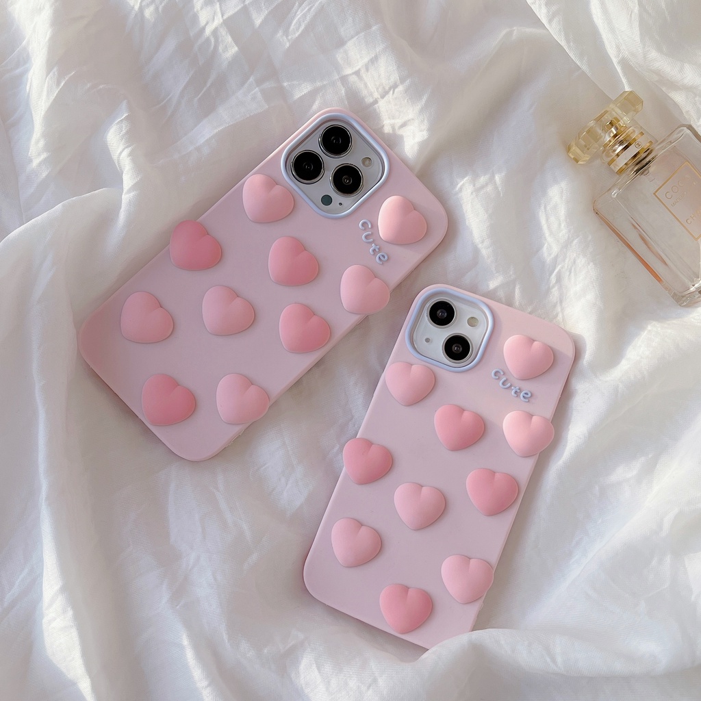 Ốp Điện Thoại tpu silicone Mềm Họa Tiết Trái Tim 3d Cho Iphone 12 pro max 11 pro max xs max xr x 13promax