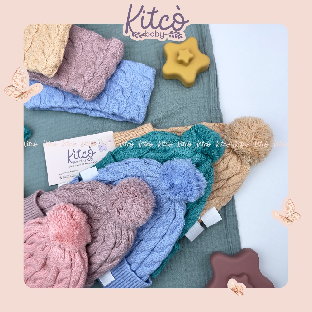 HRNEE Set khăn ống mũ len