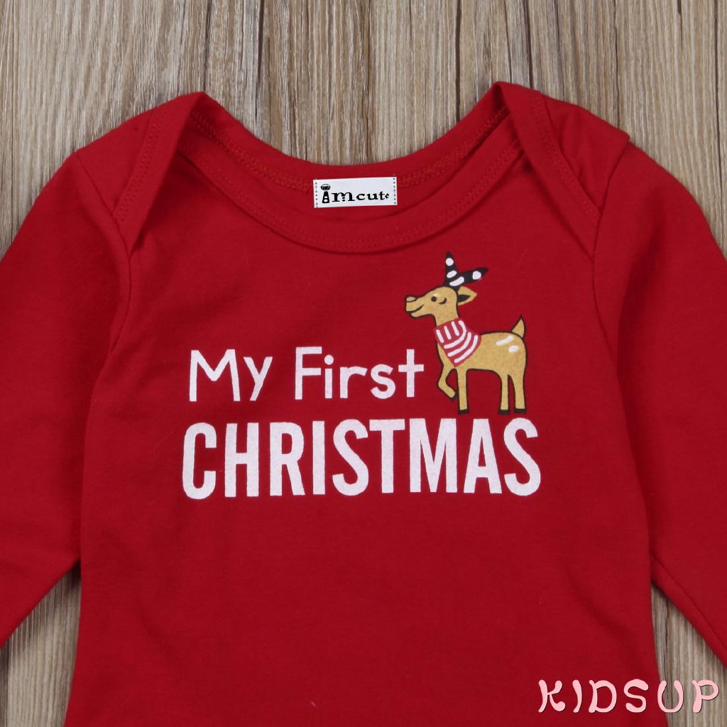 Áo Liền Quần In Chữ My First Christmas Đáng Yêu Cho Bé