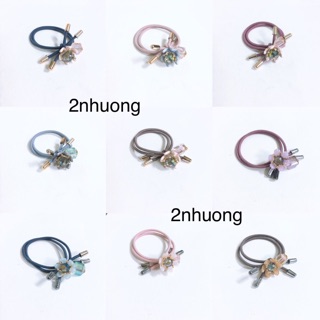 Dây cột hoa sen 6 cánh MÀU đính đá charm vàng
