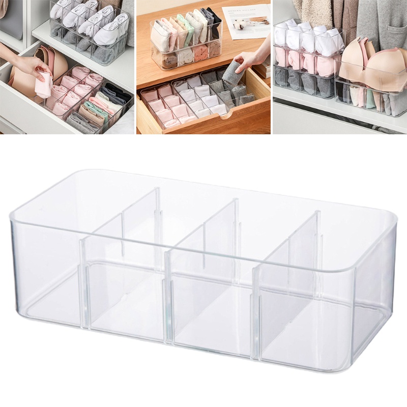 Khay đựng đồ lót/ vớ 4/ 8 ngăn acrylic trong suốt tiện lợi