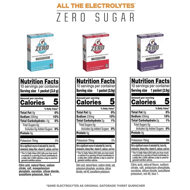 Propel electrolytes / G- Zero, Bột trái cây điện giải, bù nước USA