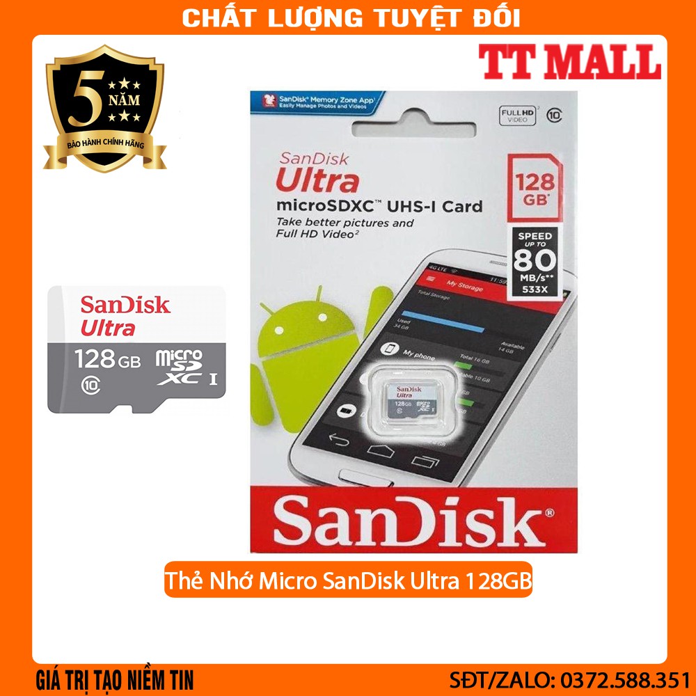 [Mã ELHAMS5 giảm 6% đơn 300K] Thẻ nhớ Micro SDHC Sandisk 128GB