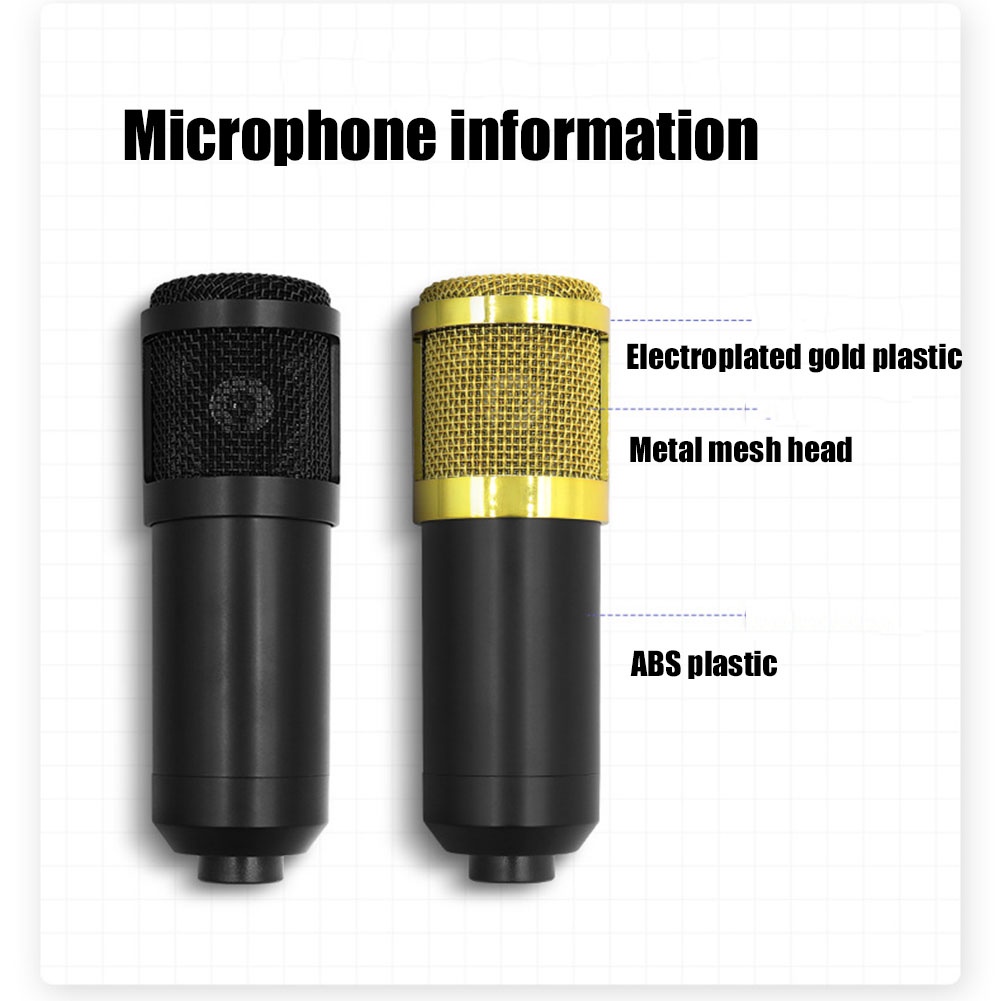 Bộ micro tụ điện BM800 máy tính điện thoại di động ghi âm cuộc gọi trực tiếp micrô + giá đỡ cạc công xôn âm thanh V8