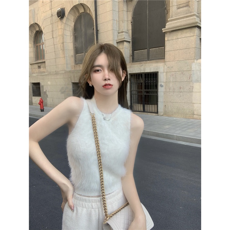 Porozi Áo sweater sát nách dáng ngắn kiểu Hàn Quốc thời trang cho nữ