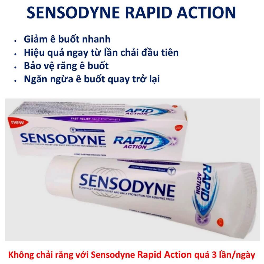 Kem đánh răng chống ê buốt, ngăn ngừa ê buốt răng hiệu quả Sensodyne Rapid Action, thơm mát tự nhiên -Tiện Ích Vượt Trội