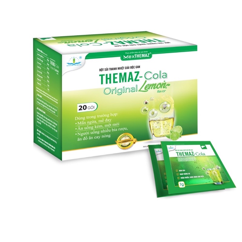 Bột sủi thanh nhiệt giải độc gan Themaz Cola Original  Hộp 20 Gói
