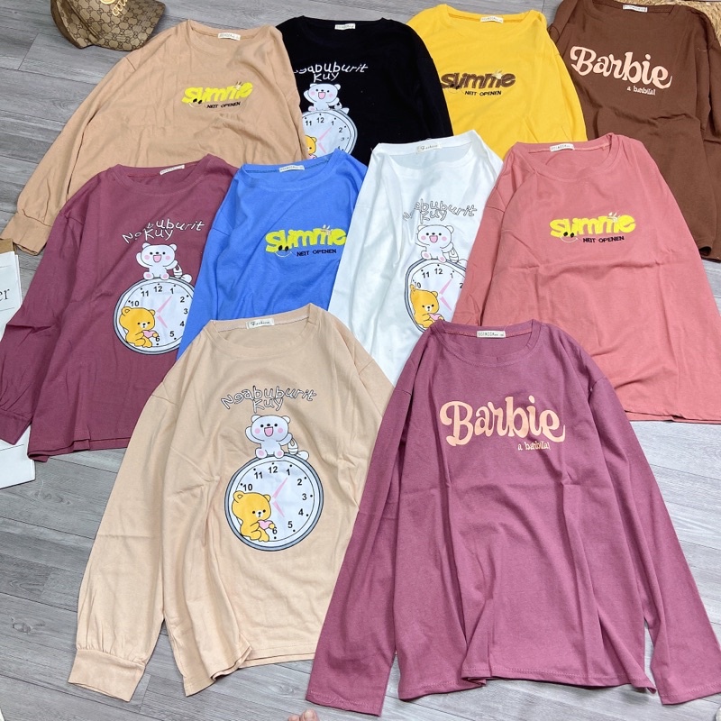 Áo Phông Dài Tay Áo Thun Cotton Khô Form Thụng Tay Dài