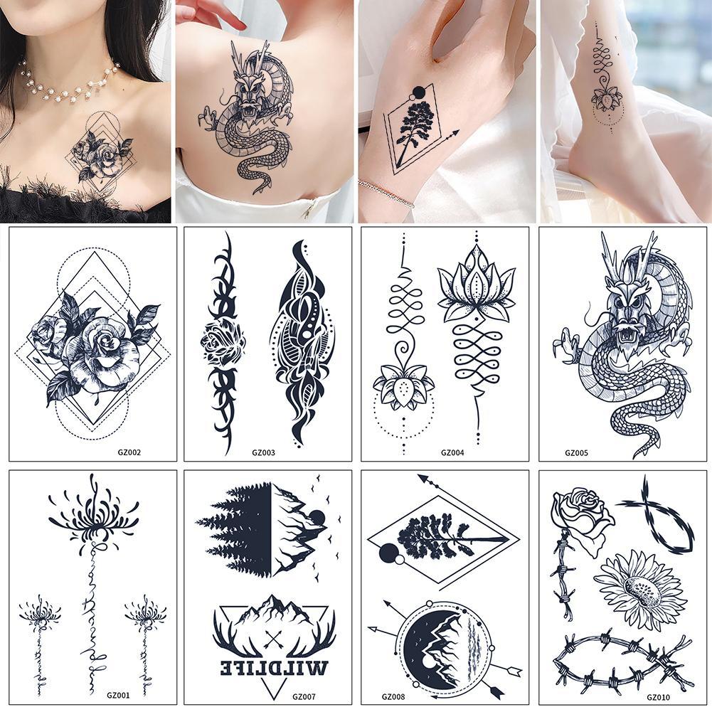 [Hàng mới về] Hình Xăm Dán Cánh Tay S7D2 Họa Tiết Rồng Và Hoa Chống Thấm Nước Lâu Trôi | BigBuy360 - bigbuy360.vn