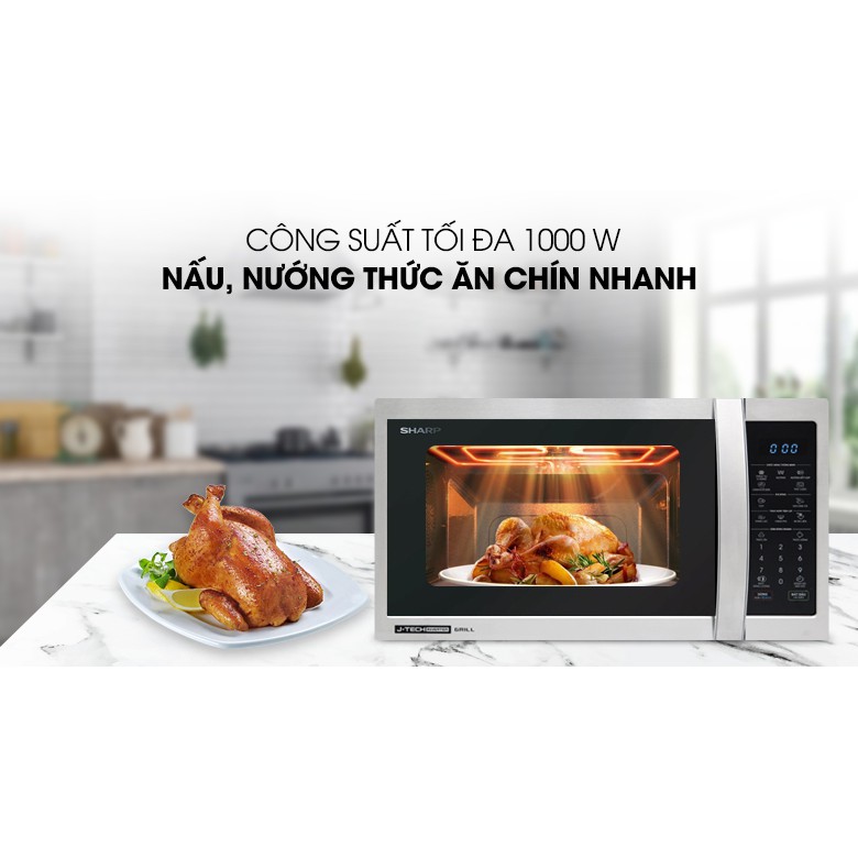 Lò vi sóng Sharp J-TECH INVERTER R-G52XVN-ST 25 lít có nướng  - Hàng tồn kho thanh lý