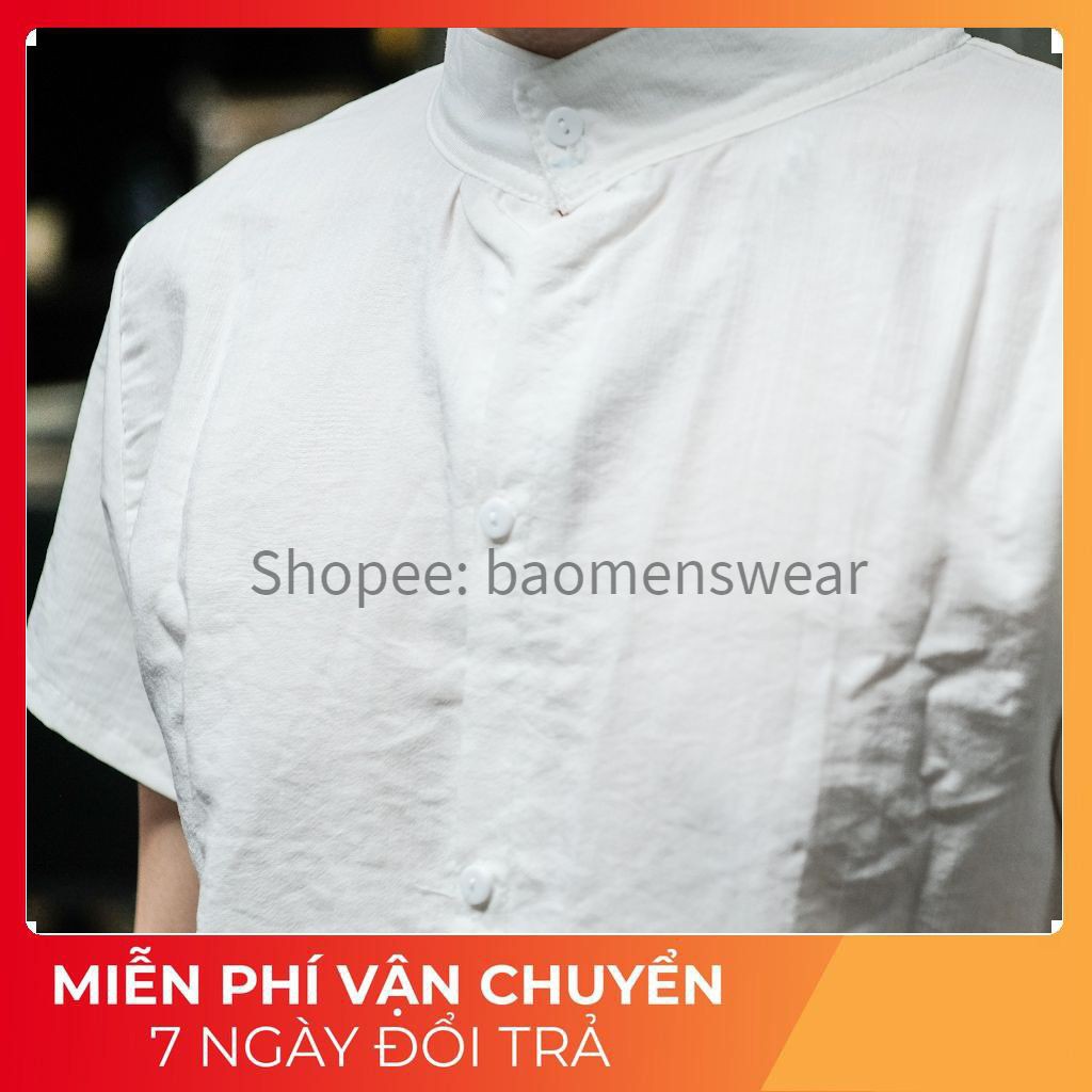 [Loại 1] Bộ Quần Áo Nam Chất Đũi Thái Cổ Tàu Mát Mẻ Màu Đen/Trắng, Đồ Bộ Nam Hè - Hàng May Kĩ