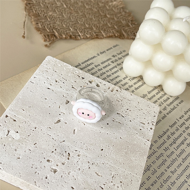 Nhẫn Nhựa Resin Mềm Mại Kiểu Hàn Quốc Họa Tiết Ếch Dễ Thương Cho Bé Gái