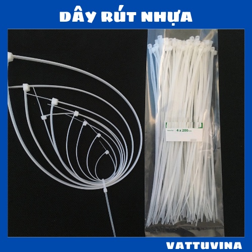 Dây rút nhựa - dây thít nhựa 3 x100mm 1 tấc  - Kim khi Vật tư Vina