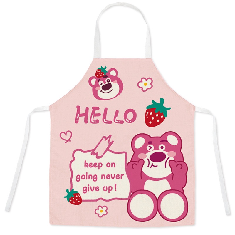 Tạp Dề Chống Thấm Nước In Họa Tiết Hoạt Hình Gấu Dâu Tây Dễ Thương Tiện Lợi Cho Gia Đình/ Làm Việc Nhà Hàng