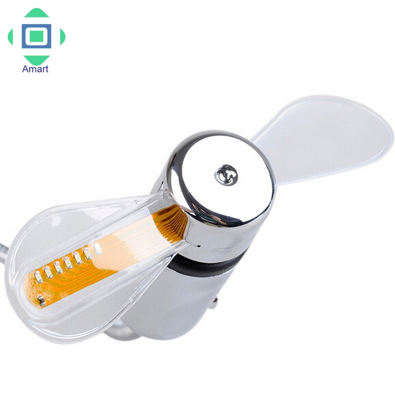 Quạt mini xoay tạo kiểu đồng hồ có đèn LED dành cho máy tính để bàn notebook -kimoanh017