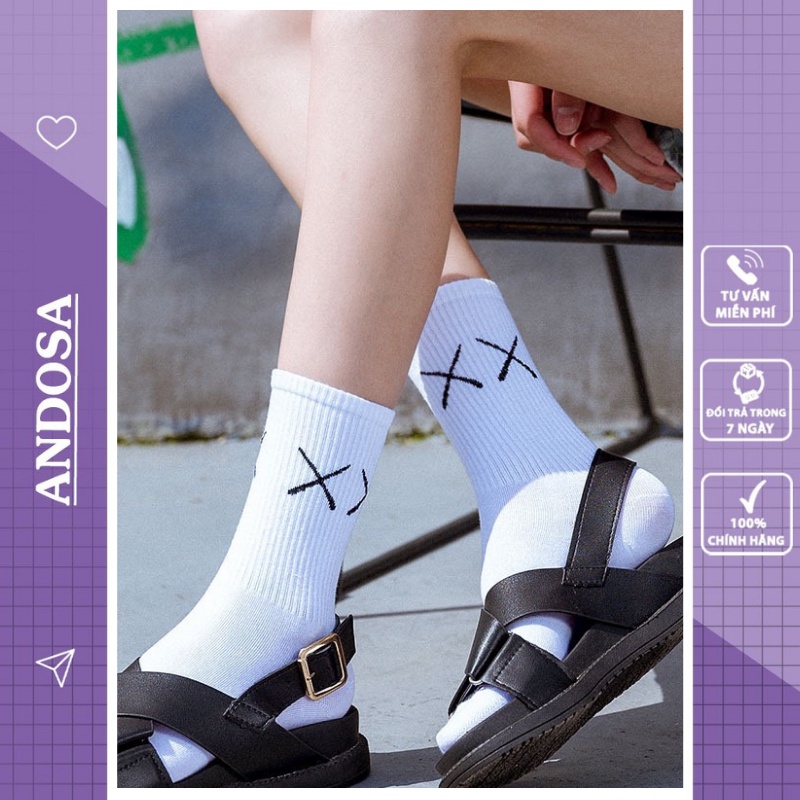 Tất vớ cổ cao nam nữ basic cotton hàn quốc dễ thương dày đẹp ANDOSA T12