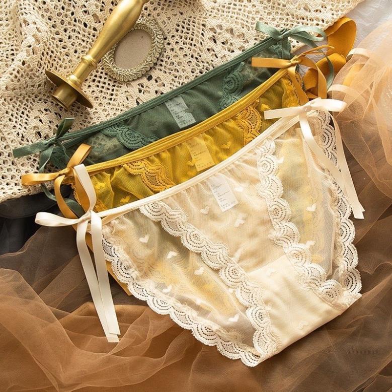 Quần Lót Nữ ❤️ Quần Lót Ren Sexy dây buộc nơ, phối họa tiết trái tim mã 3999 - LADY