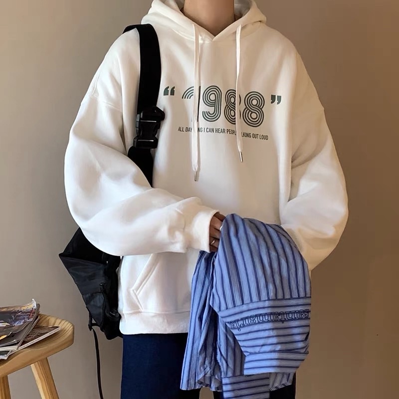 Áo Hoodie Nỉ Bông Dài Tay Unisex 1988 Túi Bụng