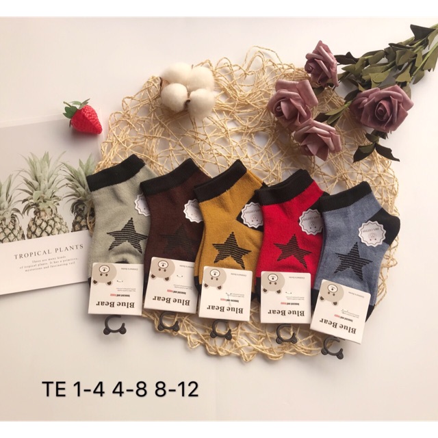 1 lố có 10 đôi tất trẻ em hình sao size :1-4,4-8,8-12.