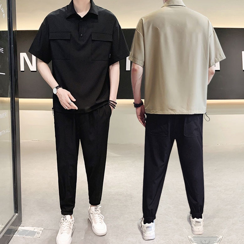 Bộ Đồ Nam Unisex Mùa Hè Cổ Polo Phối Túi Ngực Quần Jogger Dây Rút Thời Trang Zenkonu QA NAM 122V1