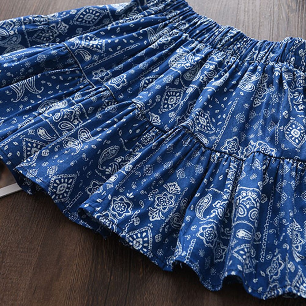 BEAR LEADER Set Đồ Mùa Hè 2 Món Gồm Áo Thun Mặt Cười In Họa Tiết Hoa + Chân Váy Thời Trang 2023 Cho Bé Gái