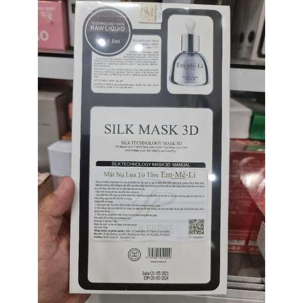Mặt Nạ Lụa Tơ Tằm 3D Chống Lão Hóa EM-ME-LI Made In France 25ml chỉ 45k/  trắng mịn màng căng trẻ khỏe cơ da