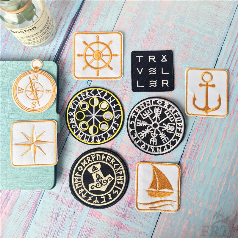 Miếng vá ủi thêu họa tiết phong cách thuyền buồm Viking