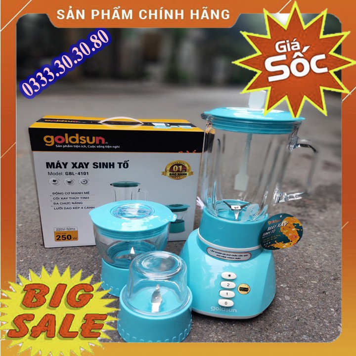 Xả hàng máy xay sinh tố 3 cối thủy tinh Goldsun GBL4101 Chính hãng