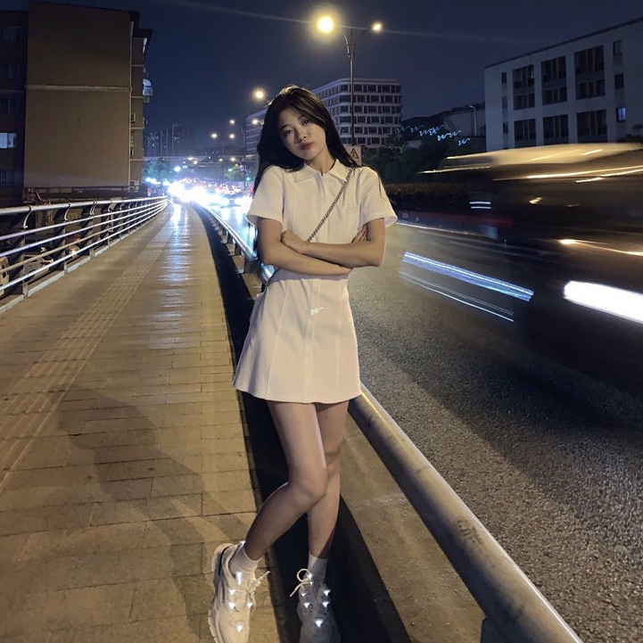 Đầm body Quần áo nữ thời trang dệt kim ngắn tay