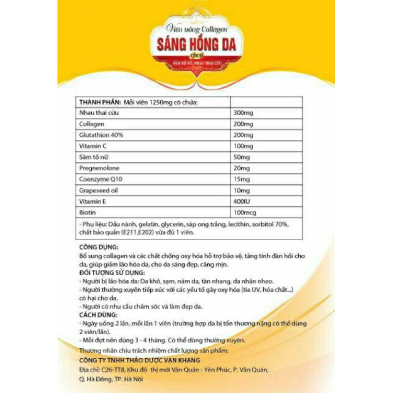 Viên uống collagen Sáng Hồng Da